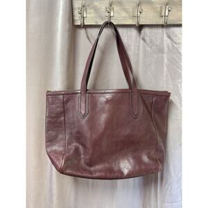 Fossil Sydney Tote Shoulder Bag Purse Handbag Leather Burgundy No Key